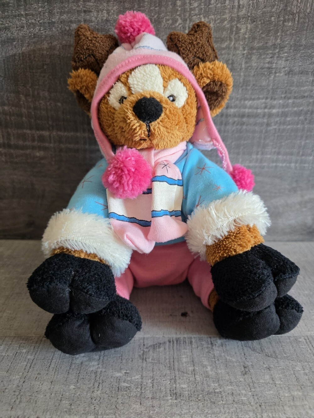 Darlin' Darcy Deer Plush 11" Brown White w/Hat & Scarf #XS1174 First & Main b279